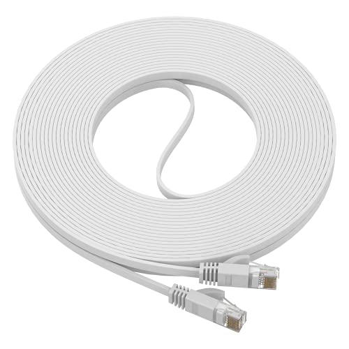 Ultra Clarity Cables Cat 6 Ethernet Cable, Flat 50 Feet LAN, UTP Cat 6, RJ45, Network Cord, Patch, Internet Cable - 50 ft - White