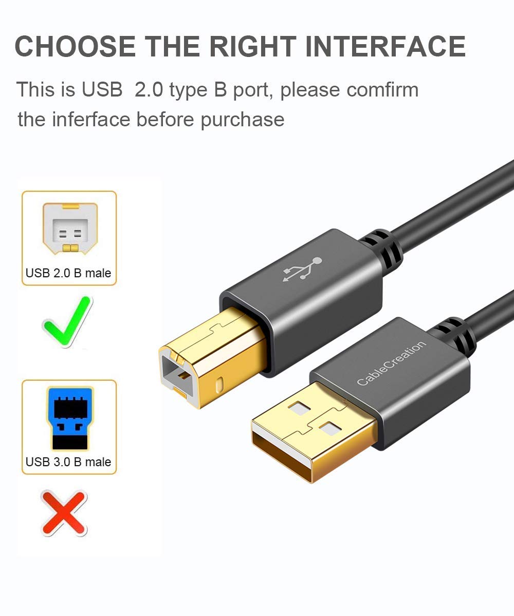 CableCreation USB Printer Cable 15FT Bundle with USB C Printer Cable 15FT