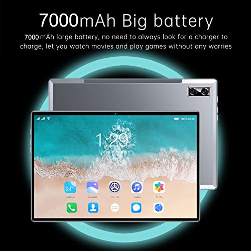 Tablet PC, 7000mAh Battery 6GB 256GB IPS Screen Call Support HD Tablet 100-240V Student Android 11 (Grey)