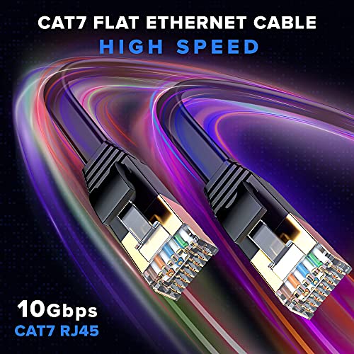 Cat 7 Ethernet Cable 15 ft - with a Flat, Space-Saving Design High-Speed Internet & Network LAN Patch Cable, RJ45 Connectors - 15ft / Orange / 5 Pack - Perfect for Gaming, Streaming, and More