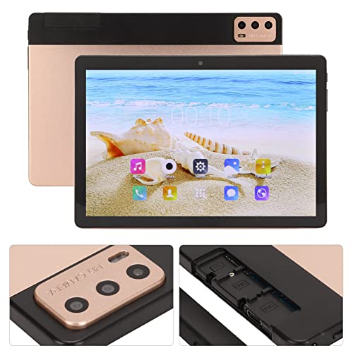 10 Inch Tablet, 5G WiFi Dual Band 10 Inch IPS Screen Tablet 100-240V for Travel for Home (Gold)