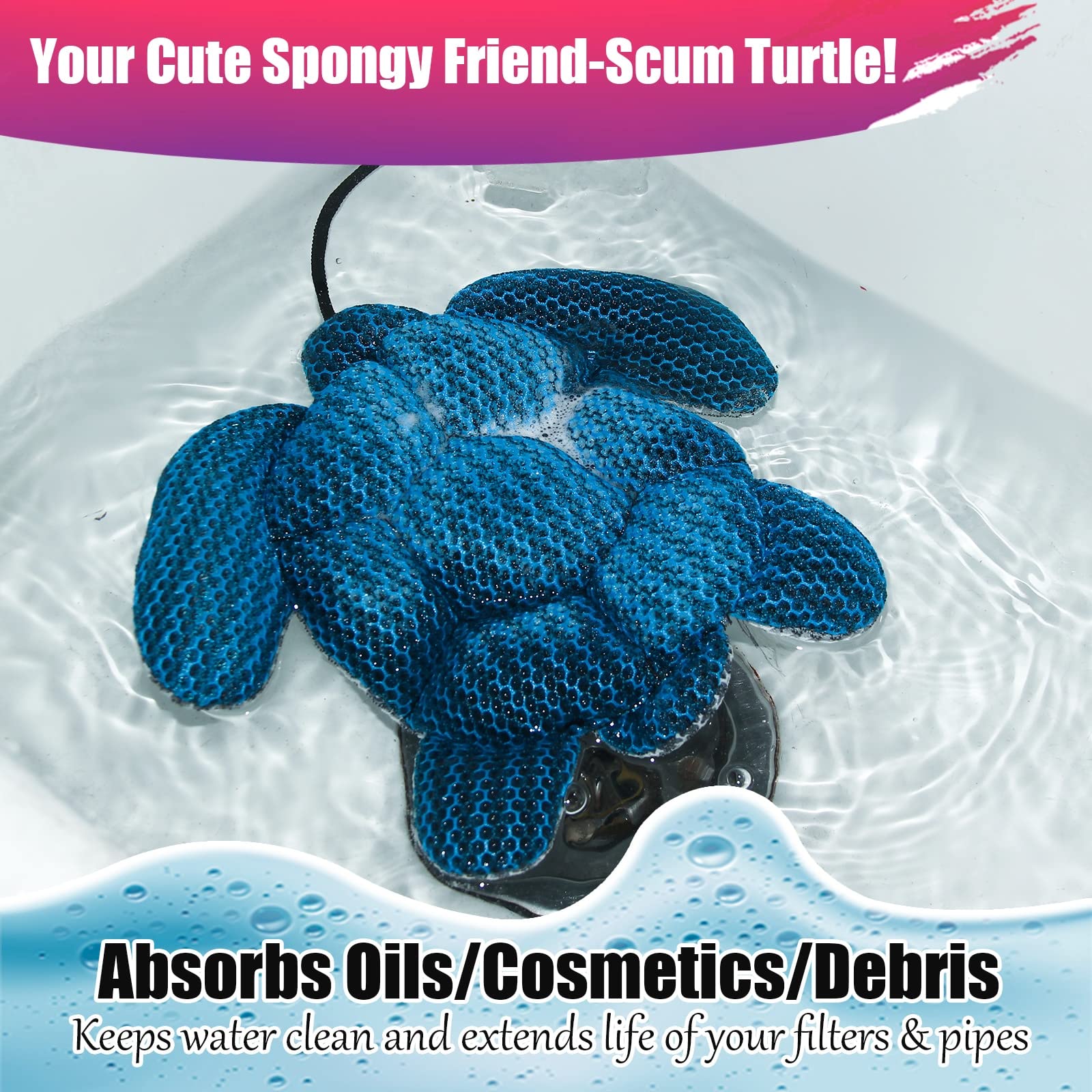 ANSLCA Hot Tub Scum Absorber, 2 Pack Scum Turtle Hot Tub Cleaner Hot Tub Sponges to Soak up Oils- Must Have Hot Tub Accessories for Adults Hot Tub Scum Sponge- Keeps Your Hot Tub Water Clean and Clear