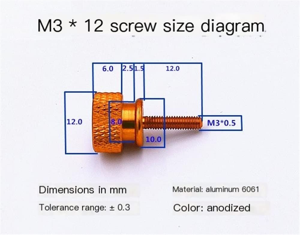 WAAZI Screw M3x12mm Computer DIY Modified Ultra-Lightweight Aviation Aluminum Alloy Chassis Side Panel Hand Screw Screw (Color : Pink)