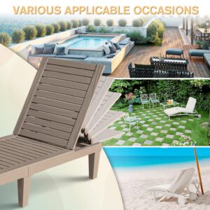 Homall Outdoor Chaise Lounge Chairs Set of 2, Quick Assembly & Waterproof & Lightweight Loungers with Adjustable Back for Poolside, Beach, Garden and Yard (Taupe)