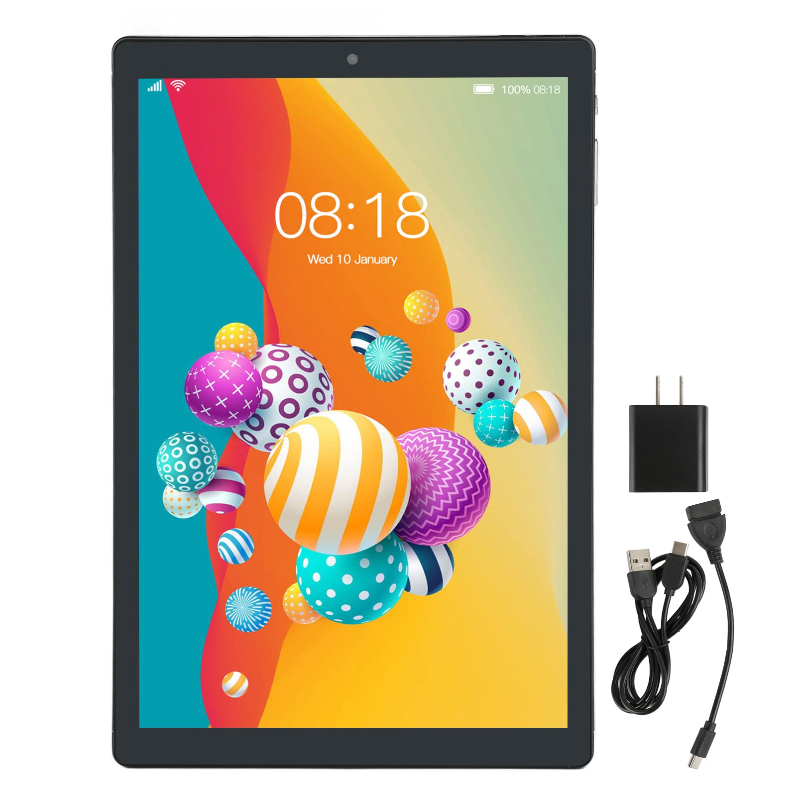 Jiawu 10.1 Inch Tablet, Android 12 Tablet, 6GB RAM 128GB ROM, 1960x1080 HD IPS Display Dual Camera Tablet, 5G WiFi, GPS, Bluetooth 5.0, 8800mAh Battery, 10 Core Processor, Black