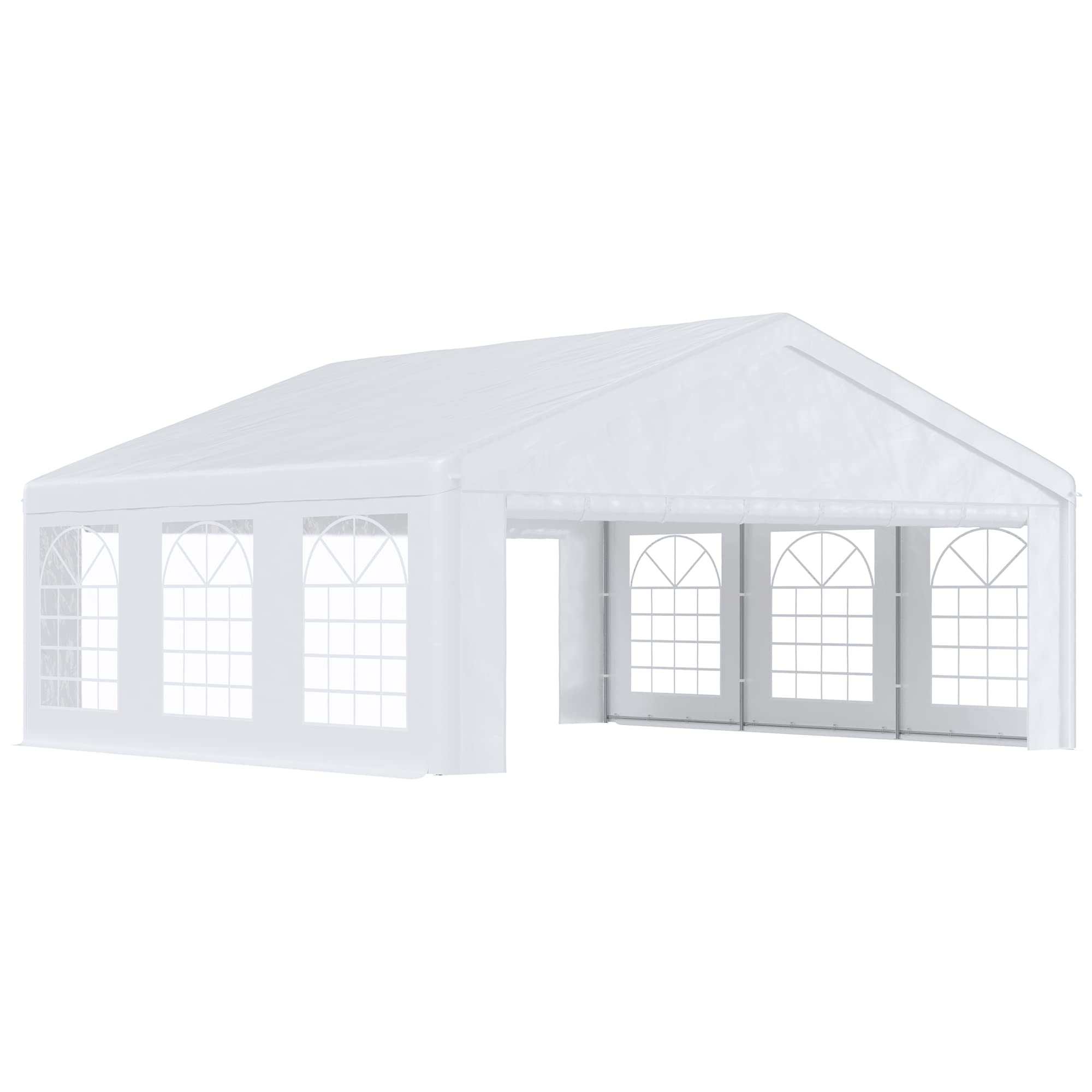 Outsunny 20' x 20' Heavy Duty Party Tent & Carport with Removable Sidewalls and Double Doors, Large Canopy Tent, Sun Shade Shelter, for Parties, Wedding, Outdoor Events, BBQ, White