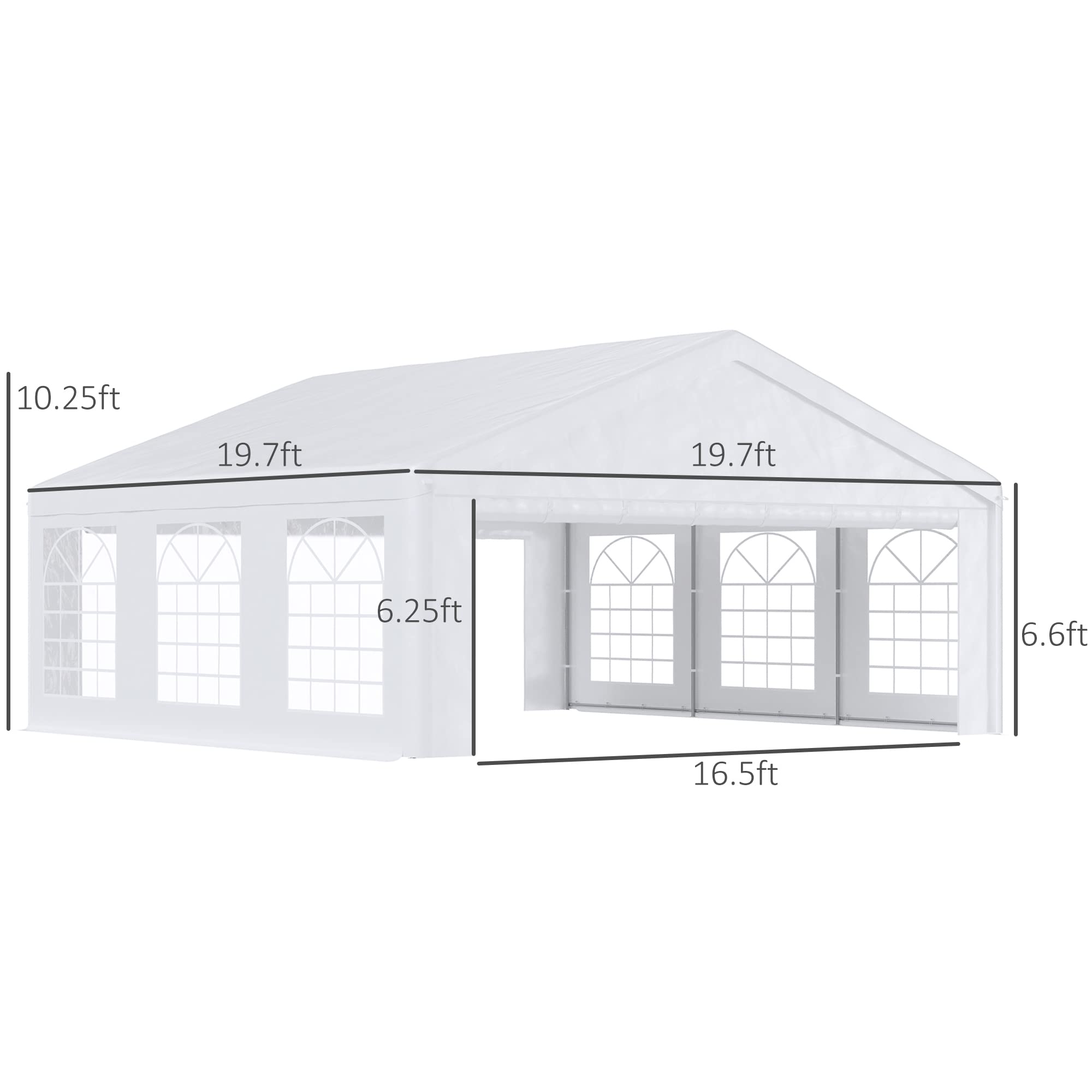 Outsunny 20' x 20' Heavy Duty Party Tent & Carport with Removable Sidewalls and Double Doors, Large Canopy Tent, Sun Shade Shelter, for Parties, Wedding, Outdoor Events, BBQ, White