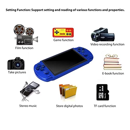 (Blue) 5.1'' 8GB Retro Handheld Game Console Portable Video Game Support USB 2.0 High Speed Transmission