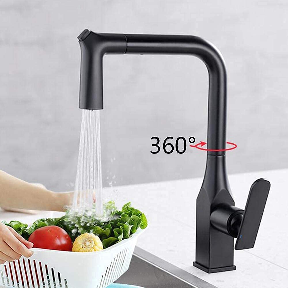 Kitchen Taps with Pull Out Spray Hot and Cold Kitchen Mixer Tap Pull Out Rotatable Kitchen Faucet 2 Spray Type Telescopic Kitchen Sink Tap-Chrome