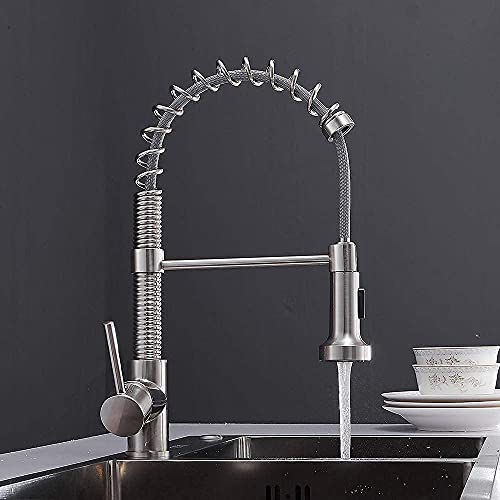 Spring Pull Out Kitchen Faucet Nickel Pull Down Kitchen Sink Faucet Luxury Hot & Cold Total Brass Kitchen Mixer tap Black