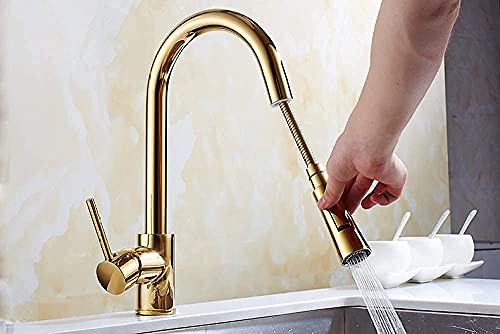 Kitchen Mixer Tap,Kitchen Faucet Sink Faucet Single Handle Pull Out Kitchen Tap Single Hole Rotating Water Mixer Tap,3