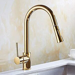 Kitchen Mixer Tap,Kitchen Faucet Sink Faucet Single Handle Pull Out Kitchen Tap Single Hole Rotating Water Mixer Tap,3