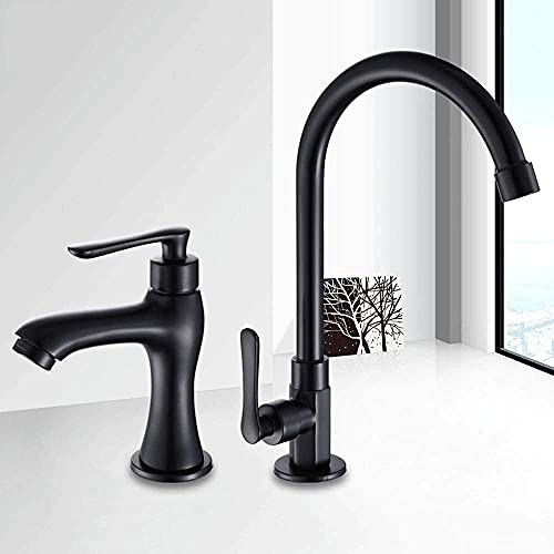 Scrub Black Tap Bronze Single Cold Faucet Balcony Basin Pedestal Basin Fauce Laundry Tub Kitchen Wash Basin Can Rotate Water-tap(Size:High)