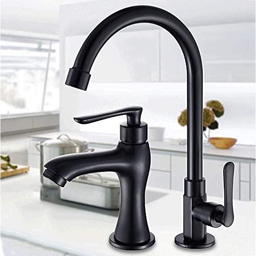 Scrub Black Tap Bronze Single Cold Faucet Balcony Basin Pedestal Basin Fauce Laundry Tub Kitchen Wash Basin Can Rotate Water-tap(Size:High)