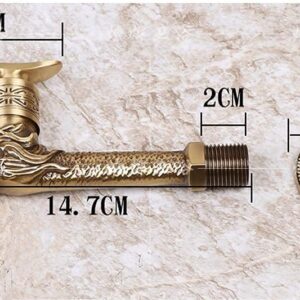 OKUOKA Bathroom Upscale Faucet in-Wall Single Cold Kitchen Small Tap Pure Copper Sculpture Open Quickly Water-Tap 4 Points Nozzle Washing Machine Splash Proof Faucet Thick Copper