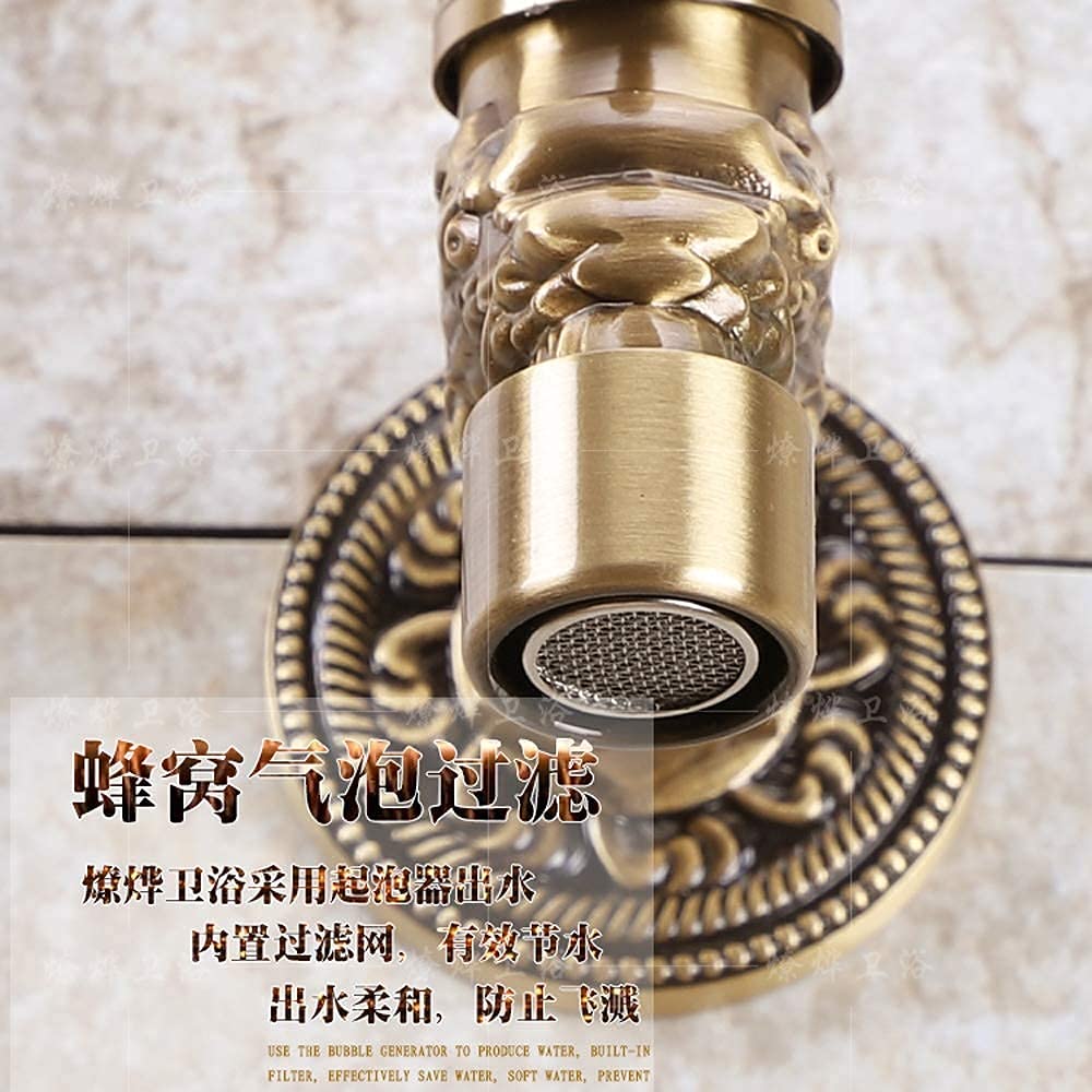 OKUOKA Bathroom Upscale Faucet in-Wall Single Cold Kitchen Small Tap Pure Copper Sculpture Open Quickly Water-Tap 4 Points Nozzle Washing Machine Splash Proof Faucet Thick Copper