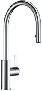 kitchen sink taps with pull out spray, brass kitchen faucet mixer hot and cold water round spout single handle 360° rotatable ceramic valve kitchen faucet set,brushed