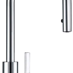 Kitchen Sink Taps with Pull Out Spray, Brass Kitchen Faucet Mixer Hot and Cold Water Round Spout Single Handle 360° Rotatable Ceramic Valve Kitchen Faucet Set,Brushed