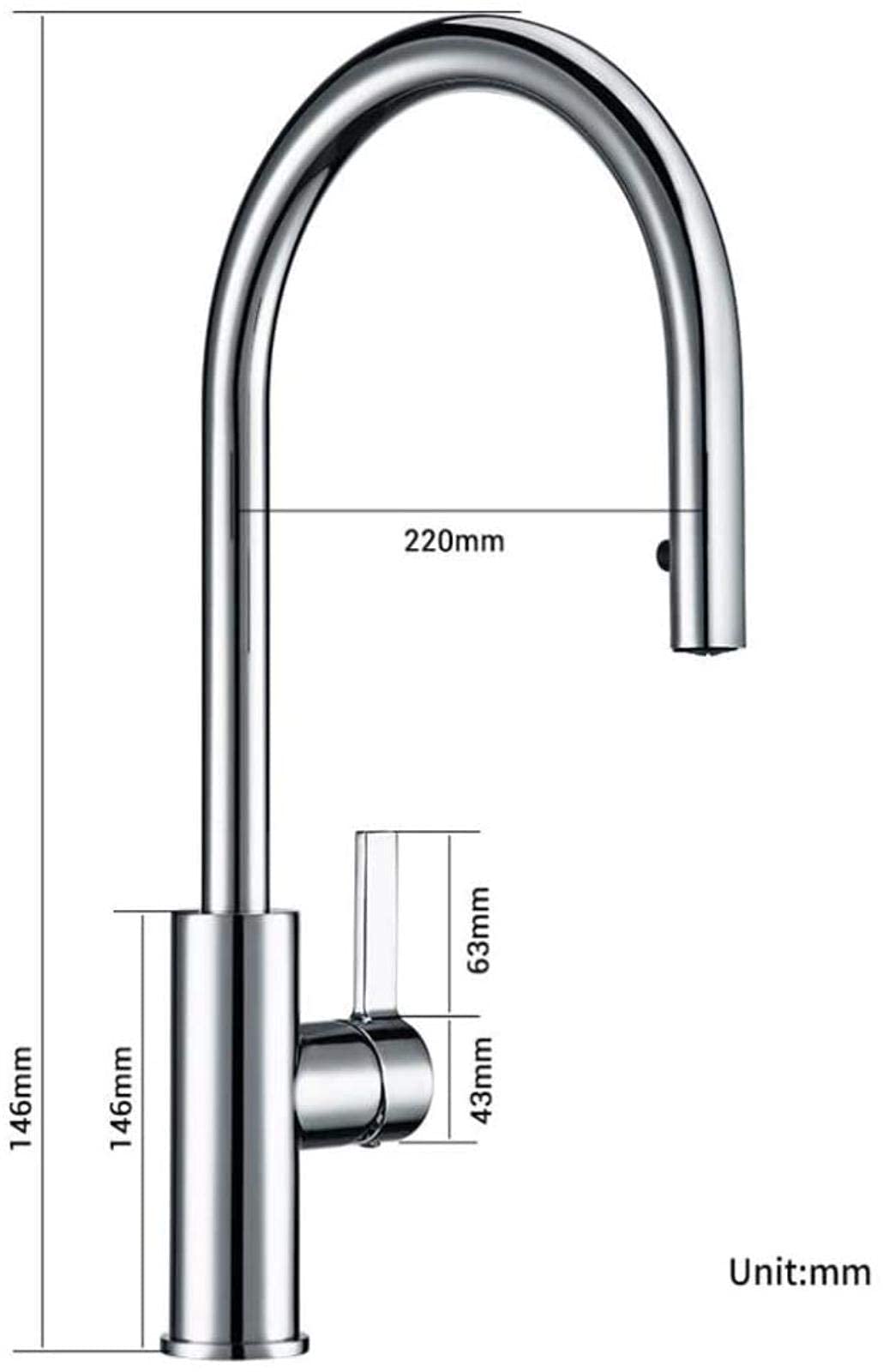 Kitchen Sink Taps with Pull Out Spray, Brass Kitchen Faucet Mixer Hot and Cold Water Round Spout Single Handle 360° Rotatable Ceramic Valve Kitchen Faucet Set,Brushed