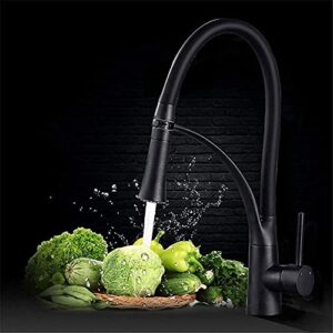 Black LED ORB Kitchen Faucet Pull-Out Sprayer 360 Rotation Single Handle Mixer Tap Sink Faucet Black Rubber Faucets