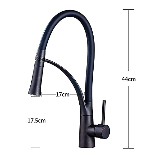 Black LED ORB Kitchen Faucet Pull-Out Sprayer 360 Rotation Single Handle Mixer Tap Sink Faucet Black Rubber Faucets