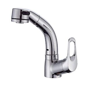 waterfall basin sink mixer pull down sprayer kitchen tap, with pull out spray 360°swivel kitchen faucet sprayer hot and cold water spout, single handle leadless brass faucet(chrome