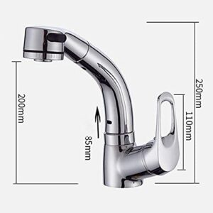 Waterfall Basin Sink Mixer Pull Down Sprayer Kitchen Tap, with Pull Out Spray 360°Swivel Kitchen Faucet Sprayer Hot and Cold Water Spout, Single Handle Leadless Brass Faucet(Chrome