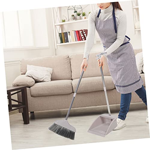 Levemolo 1 Set Indoor Kitchen Broom Stainless Supplies Up Standing Handle Stand Home Tools Floor Long Device Cleaning for and Garbage Lobby Supple Bristle Lightweight Office Steel