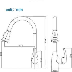 Kitchen Sink Tap Stainless Steel Pull Out Kitchen Mixer Taps 360° Swivel Kitchen Faucet Single Handle Sink Mixer Faucet with 4 Water Outlet Function,Black