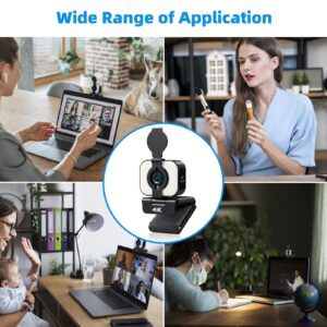 Trsunow Webcam with Microphone 1080P HD Web Camera Autofocus Streaming Camera with Privacy Cover Adjustable Fill Light, Plug and Play Webcam Gaming Camera for YouTube, Skype,Facebook,Zoom