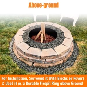 FEBTECH Fire Rings for Outdoors Heavy Duty – Fire Pit Ring 60" – Fire Pit Insert Round DIY fire Pit Liner - Above or In-Ground Fire Ring for Outdoor Garden, Camping Black