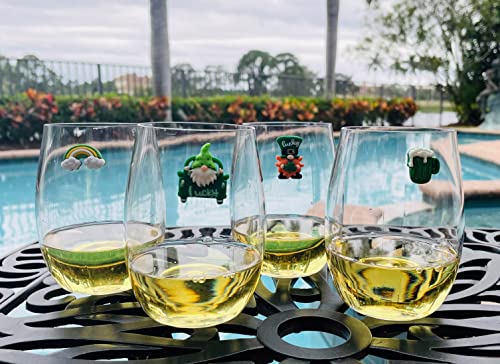 St. Patricks Day Gnome Wine Glass Charms - 6 Magnetic Drink Markers for your St. Pats Party