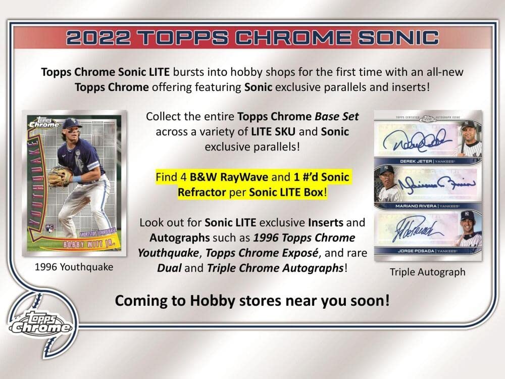 2022 Topps Chrome Sonic Lite Baseball Hobby Box (16 Packs/4 Cards: 1#'d Refractor)