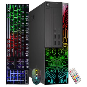 dell optiplex desktop customized rgb lights computer, intel i5 quad-core processor 3.20ghz, 8gb ram, 256gb ssd, displayport, wi-fi, windows 10 - (renewed)