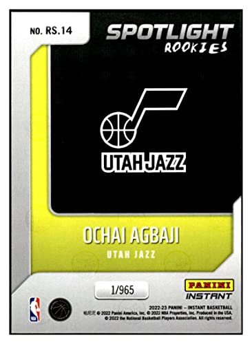 OCHAI AGBAJI RC 2022-23 Panini Instant Spotlight Rookies /965#14 Jazz NM+-MT+ NBA Basketball