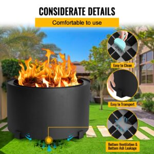 Smokeless Fire Pits Large Wood Burning Fire Pit Carbon Steel Stove Bonfire Fire Pit Portable Outdoor Fire Bowl for Picnic Camping Backyard (23.6 Inch)