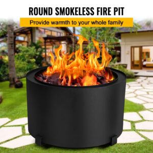 Smokeless Fire Pits Large Wood Burning Fire Pit Carbon Steel Stove Bonfire Fire Pit Portable Outdoor Fire Bowl for Picnic Camping Backyard (23.6 Inch)