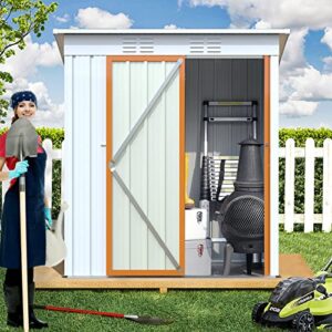 morhome sheds & outdoor storage, 5x3 ft outdoor storage shed, outdoor shed garden shed tool shed with lockable door for garden backyard patio,white+offee