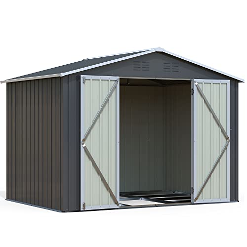 Morhome Sheds & Outdoor Storage, 5x3 FT Outdoor Storage Shed, Outdoor Shed Garden Shed Tool Shed with Lockable Door for Garden Backyard Patio,White+offee