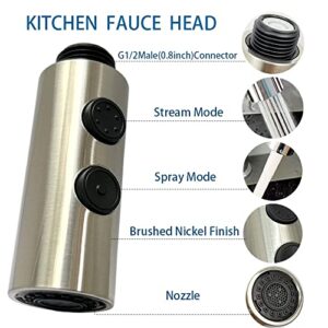 Kitchen Sink Faucet Sprayer Head Attachment, 2 Functions Pull Out Spray Head for Kitchen Faucet, Pull Down Faucet Head Replacement, Kitchen Tap Sprayer, Sink Sprayer Head Nozzle, G1/2 Male Connector