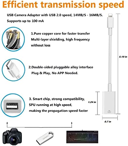 DESOFICON Lightning USB Camera Adapter for iPhone, iPad, and iPod Touch