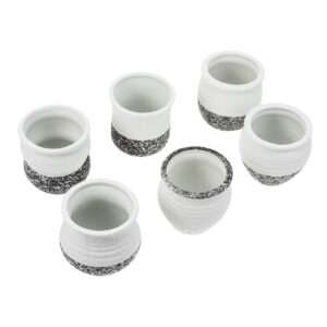 yardenfun 6pcs white planter succulents ceramic office adorable flowers containers black outdoor glazed garden for porcelain bonsai balcony nursery pots with tiny mini gardening