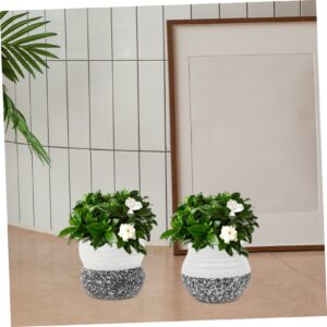Yardenfun 6pcs White Planter Succulents Ceramic Office Adorable Flowers Containers Black Outdoor Glazed Garden for Porcelain Bonsai Balcony Nursery Pots with Tiny Mini Gardening