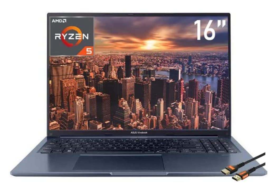 Asus Vivobook 16X 16 WUXGA 16:10 Slim Laptop AMD Ryzen 5 5600H AMD Radeon Graphics USB Type-C Wi-Fi6 Bluetooth5.0 Backlit KB Fingerprint Reader Windows Hello Win11 w/HDMI(8GB RAM | 512GB SSD)