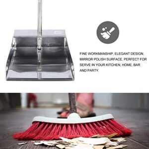 Dust Pans with Handle, Stainless Steel Dustpan Cleaning Tool, for Lobby, Garage, Home and Yard (30.34X10.02 in)