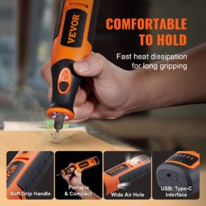 VEVOR Rotary Tool Kit Cordless 118PCS, 8V Power Rotary Tools 5000-25000RPM Variable Speed with A Universal Chuck, 5 Speeds for Grinding, Sanding, Milling, Carving, Cutting and Polishing