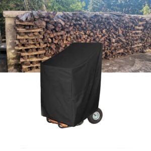 WINCOVER Firewood Log Cart Cover with 1 Pair Golves 420D 21x25x38in Outdoor Waterproof Snowproof Firewood Cart Racks Cover All-Weather Outdoor Protection for Firewood Rack