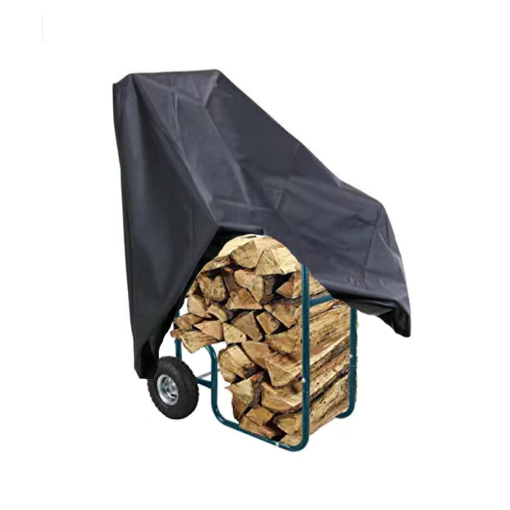 WINCOVER Firewood Log Cart Cover with 1 Pair Golves 420D 21x25x38in Outdoor Waterproof Snowproof Firewood Cart Racks Cover All-Weather Outdoor Protection for Firewood Rack