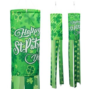probsin st patricks day decorations windsock flags 2 pieces shamrocks happy st. patrick's day outdoor hanging decorations irish st. patrick's day decor for outdoor front door,garden,lawn,balcony