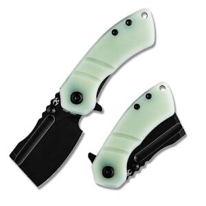 kansept knives korvid model m pocket knife, liner lock folding knife with 2.45''154cm cleaver jade 10 handle, cleaver flipper for everyday carry t2030a4